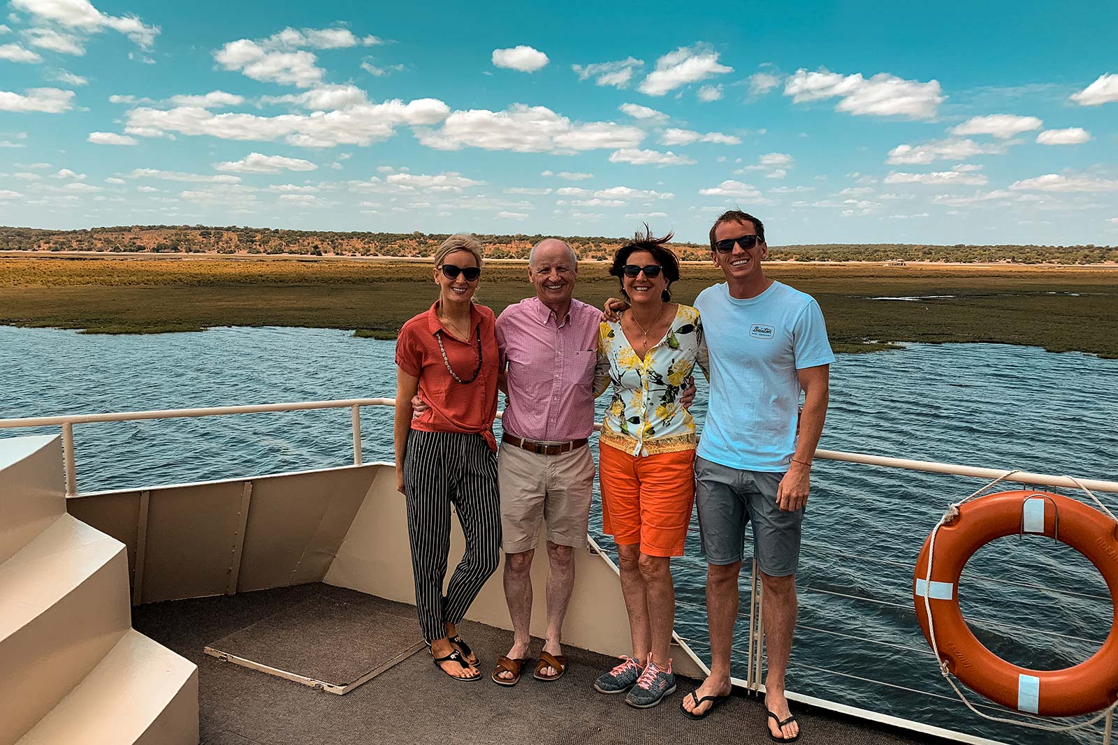 David Simpson and family at Zambezi Queen in Namibia, Africa. Kasenu Village, Namibia