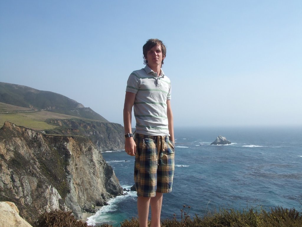 David Simpson with beach backdrop in California. California roadtrip