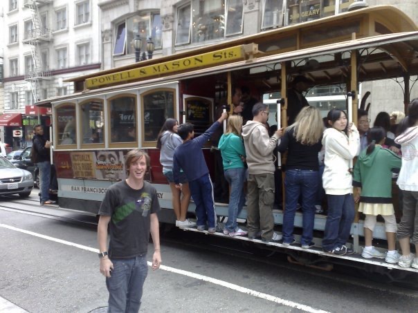 Davis Simpson and tram in San Francisco. Enjoying San Fran