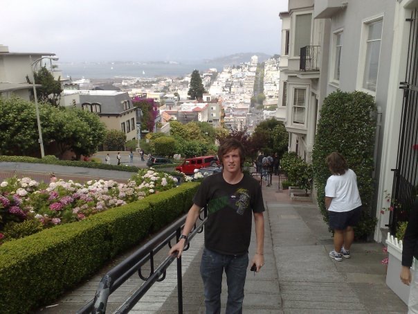 Davis Simpson in Lombard Street in San Francisco. Enjoying San Fran
