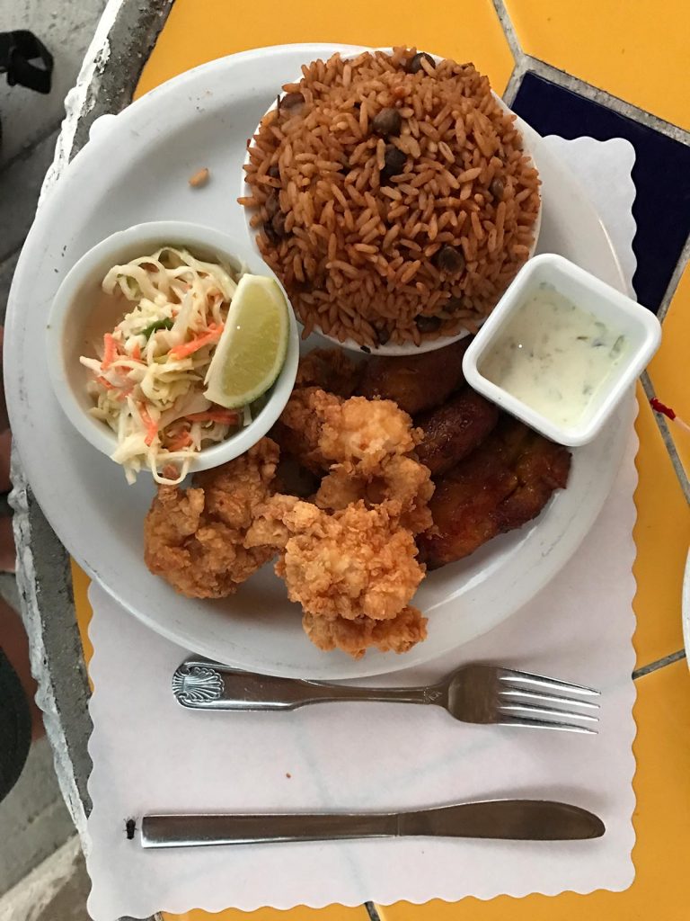 Food served near Cable Beach in the Bahamas. Diving with sharks in the Bahamas