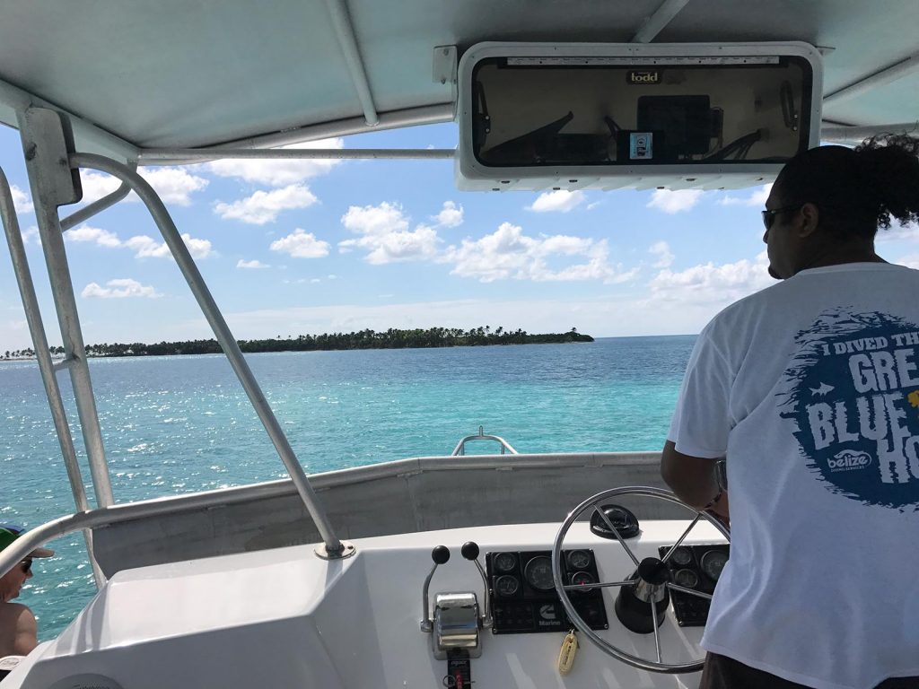 Boat captain in Belize, Central America. Diving the Great Blue Hole