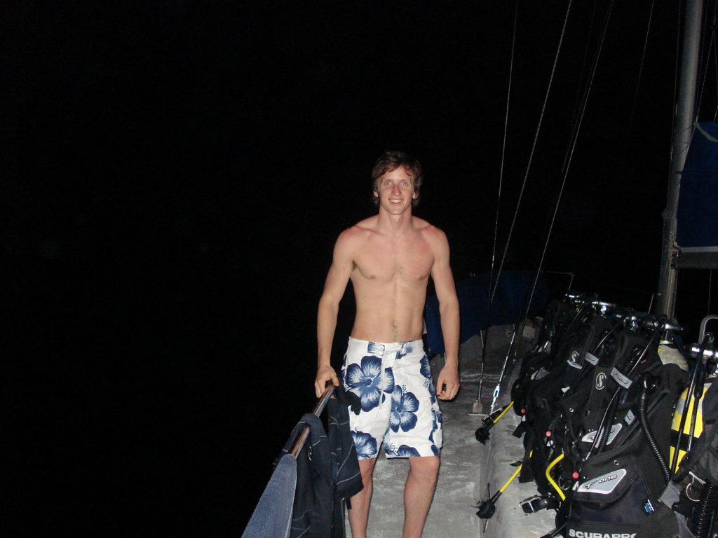 David Simpson during the Whitsundays cruise. Sleeping under the stars at the Whitsundays