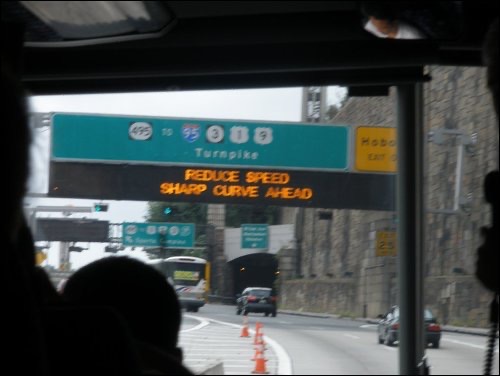 Highway sign in New York. New York, the final stop