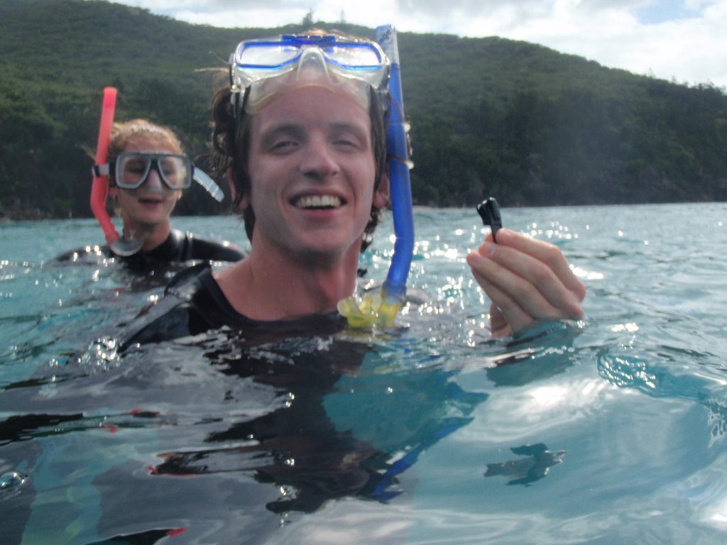 David Simpson's wetsuit zip broke during the Whitsundays cruise snorkeling. Sleeping under the stars at the Whitsundays