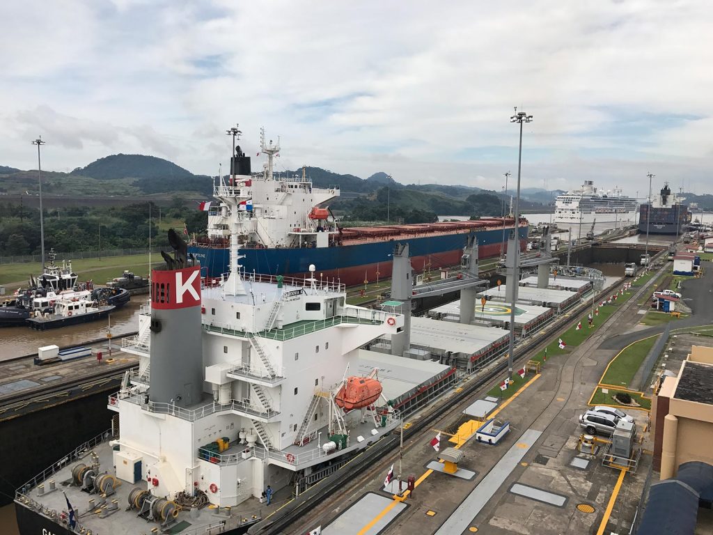 Ships crossing Panama Canal in Panama City, Panama. Panama Canal & the last of Central America