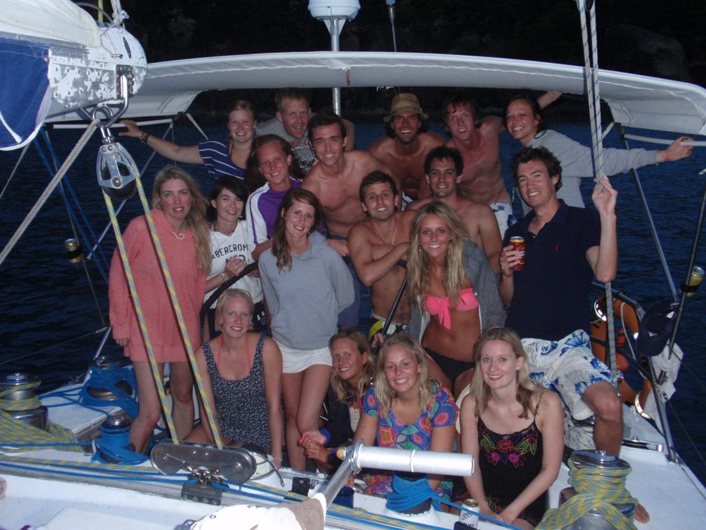 David Simpson with a group of people during the Whitsundays cruise. Sleeping under the stars at the Whitsundays
