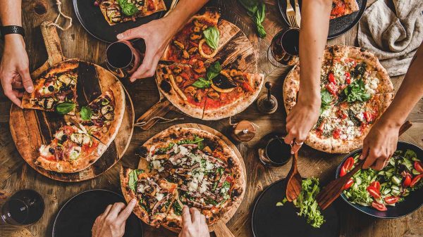 A pizza party with friends and family