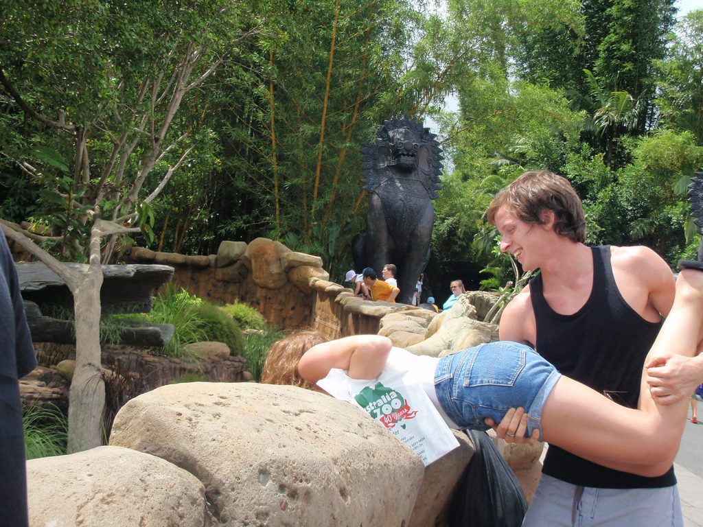 David Simpson and a girl at the zoo in Brissie. The Zoo, Brissie & Byron Bay