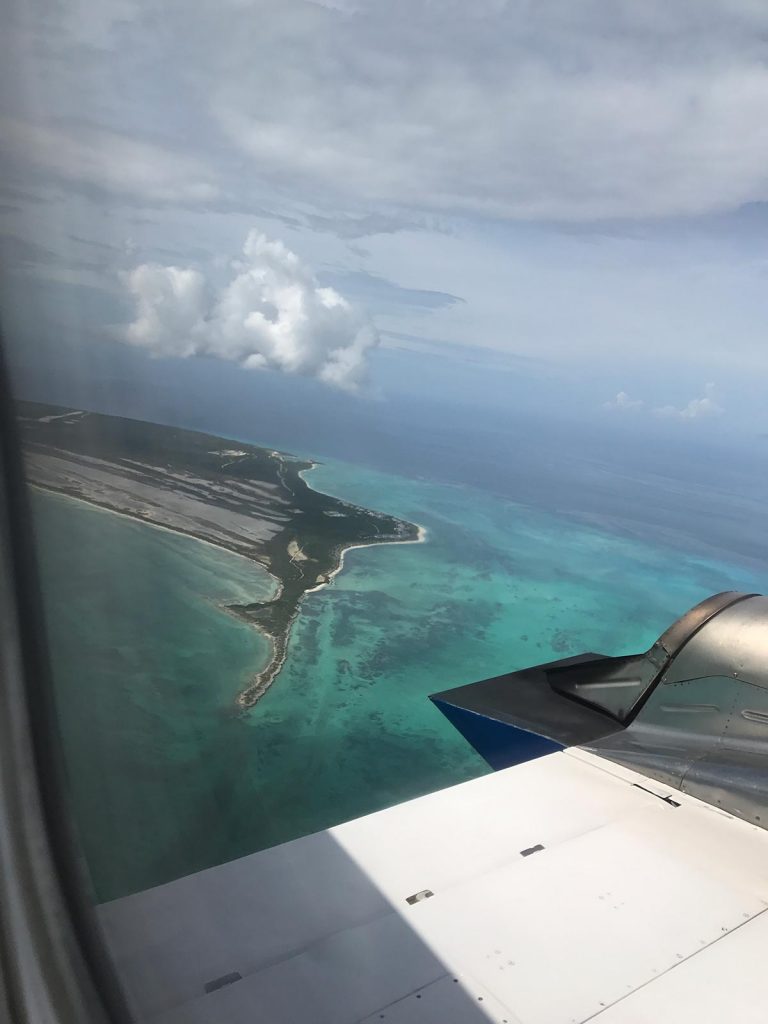 Window view from the plane to Turks & Caicos. The scariest flight of my life