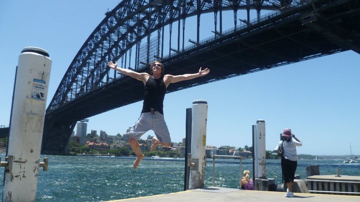 David Simpson along the Sydney Harbor Bridge. Walking Sydney Bridge & The Blue Mountains