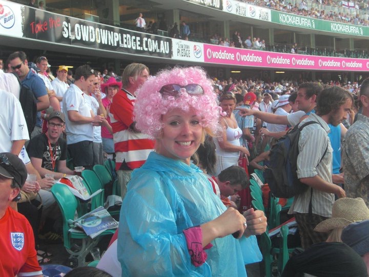 A girl during the ashes in Sydney. Winning The Ashes down under