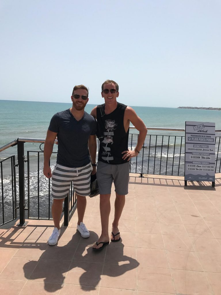 David Simpson and friend by the sea in Torrevieja, Spain. Moldova - Romania - Alicante