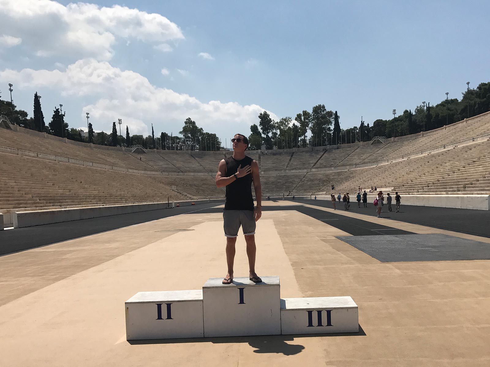 David Simpson at Panathenaic Stadium in Athens, Greece. Athens has me
