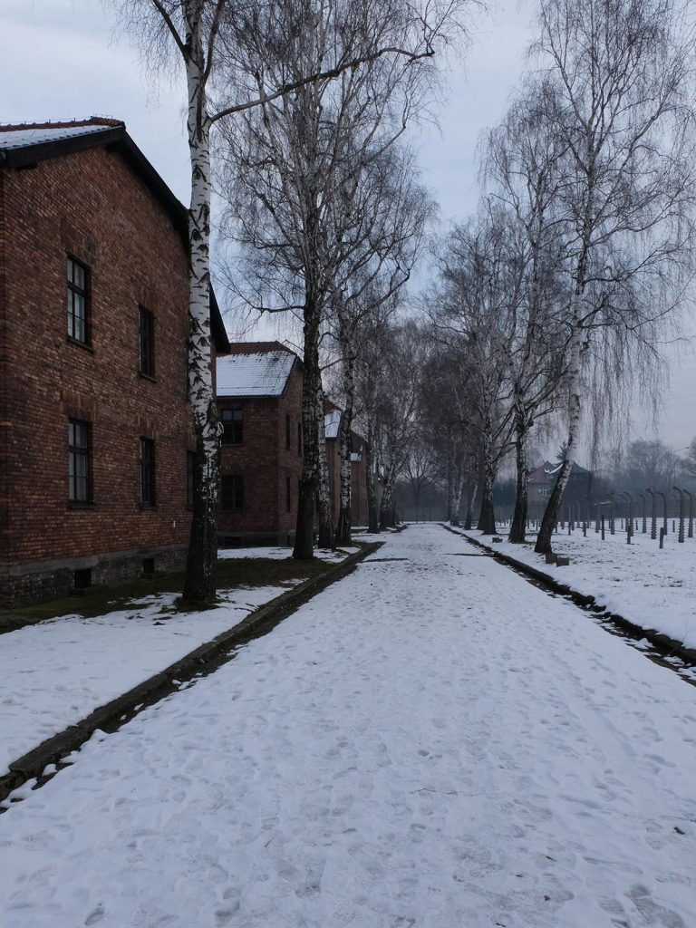 Barracks that house prisoners in Auschwitz, Oświęcim, Poland. Mixed feelings in Auschwitz