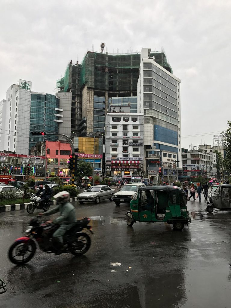 Busy street and building in Dhaka, Bangladesh. Bangladesh, The Persian Gulf, The Caucasus & The Stans