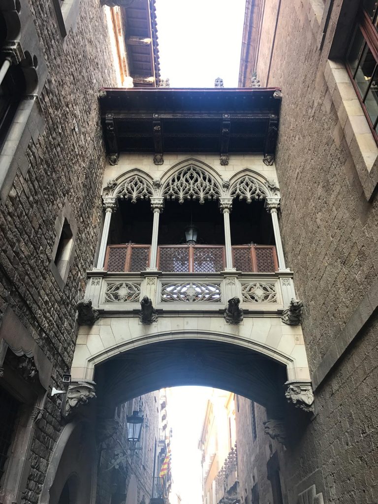Narrow medieval street in Barcelona, Spain. Andorra, Barcelona & Malta
