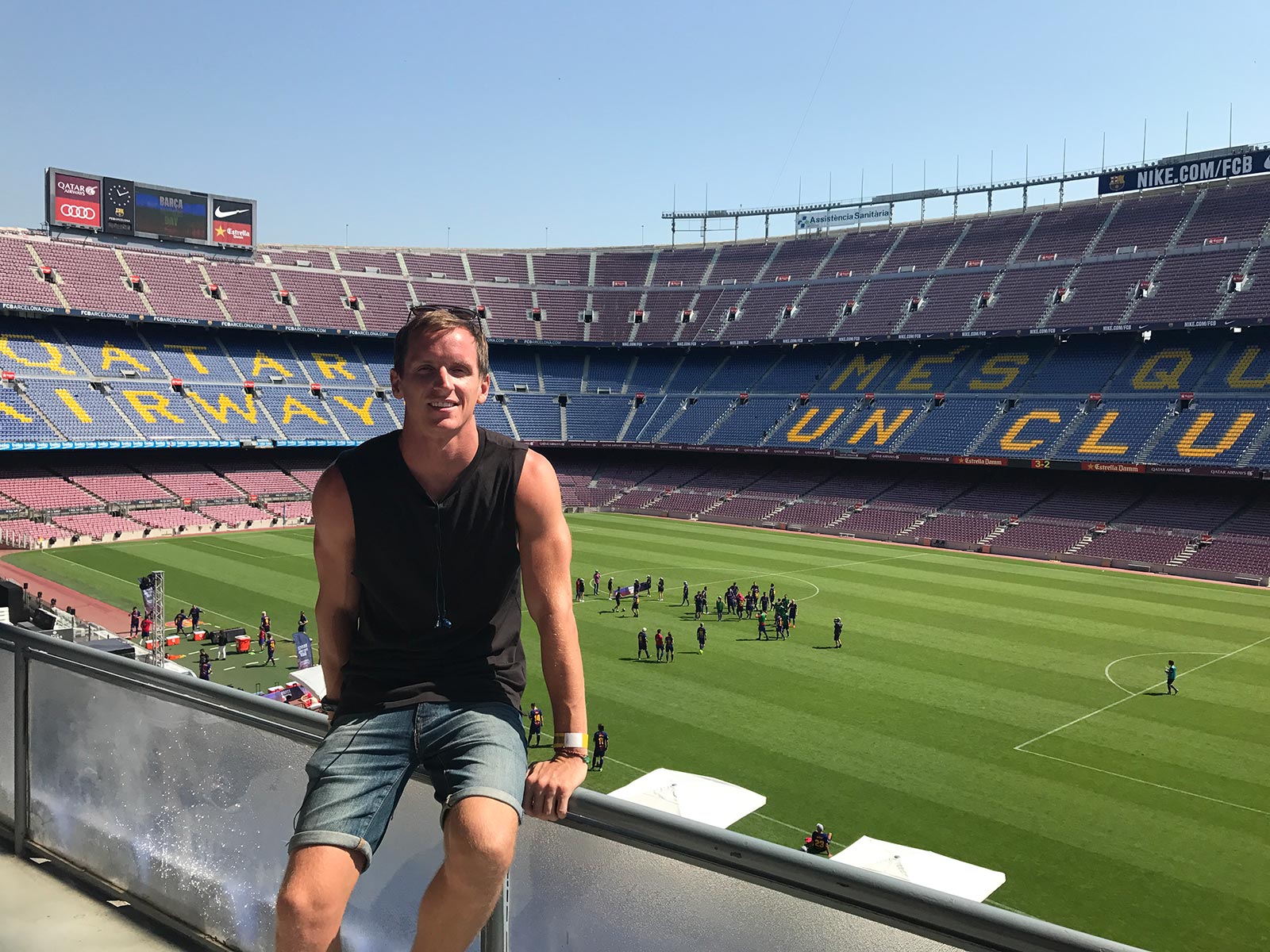 David Simpson in Camp Nou stadium in Barcelona, Spain. Andorra, Barcelona & Malta
