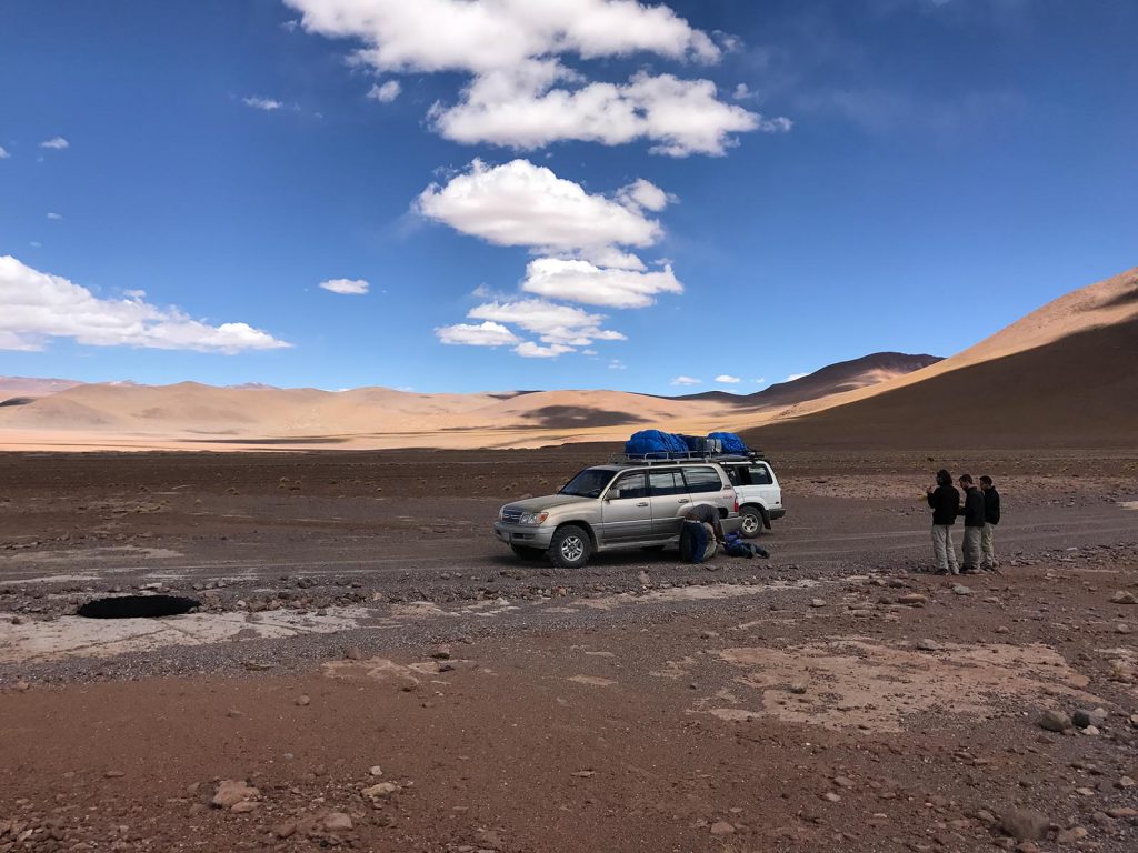 Desert tour vehicles in Atacama, Chile. Atacama desert & Bolivian salt flats road trip & full guide