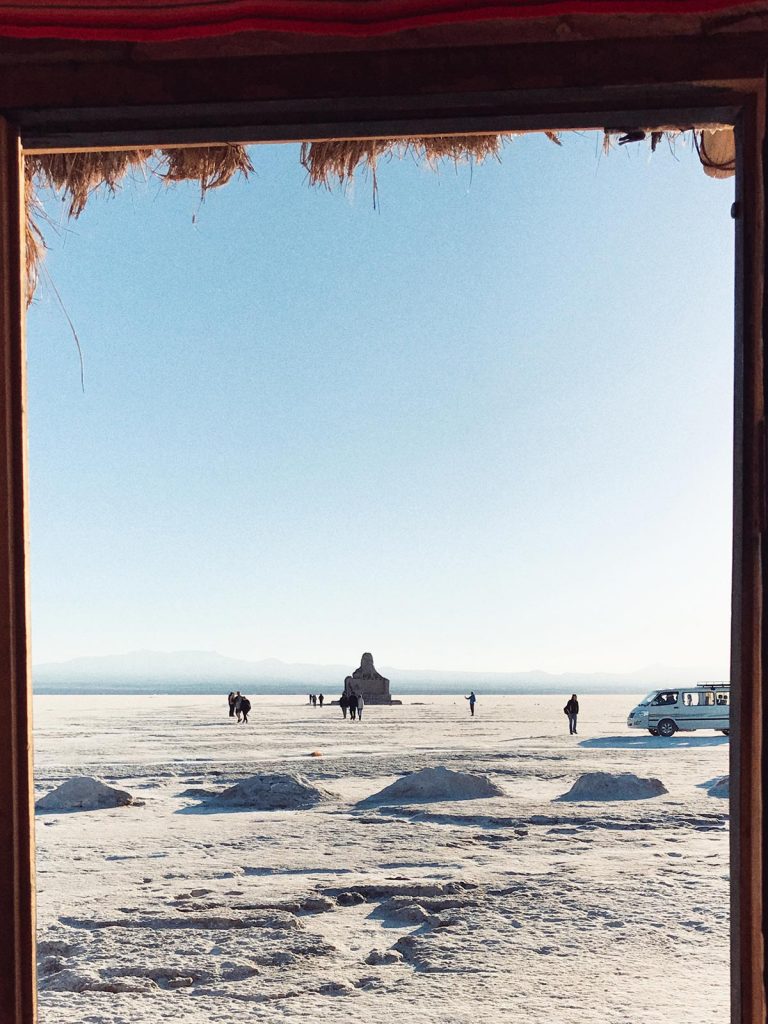 View from the window in Uyuni Salt Flat, Bolivia. Atacama desert & Bolivian salt flats road trip & full guide