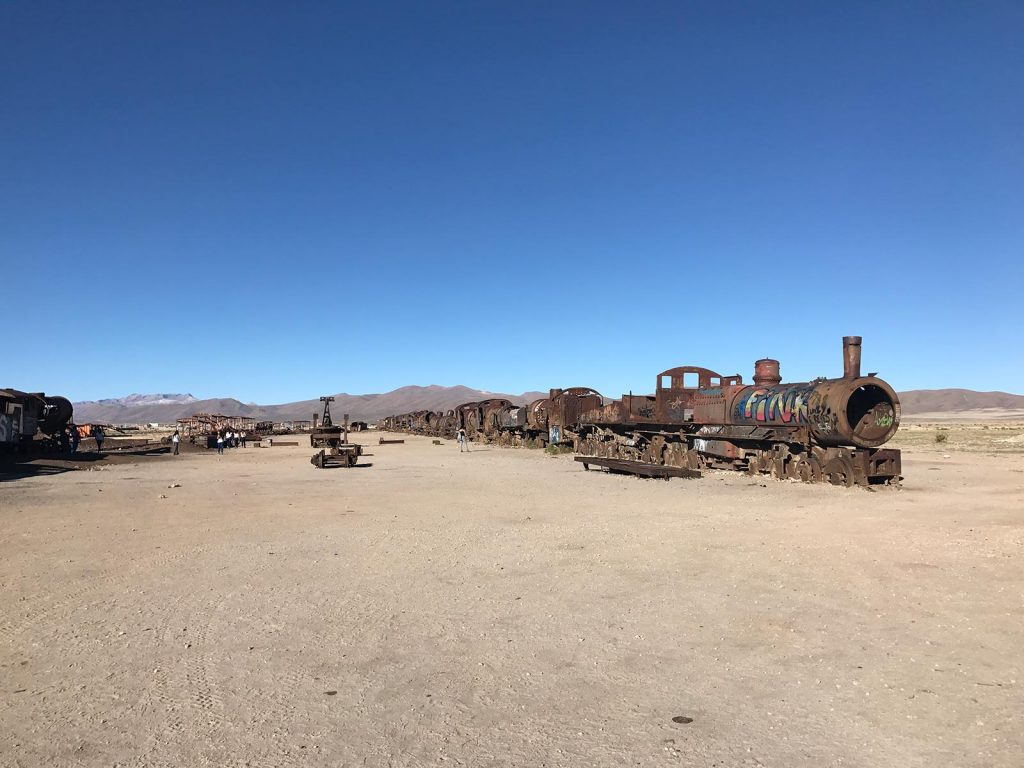 The train cemetery in Uyuni Salt Flat, Bolivia. Atacama desert & Bolivian salt flats road trip & full guide