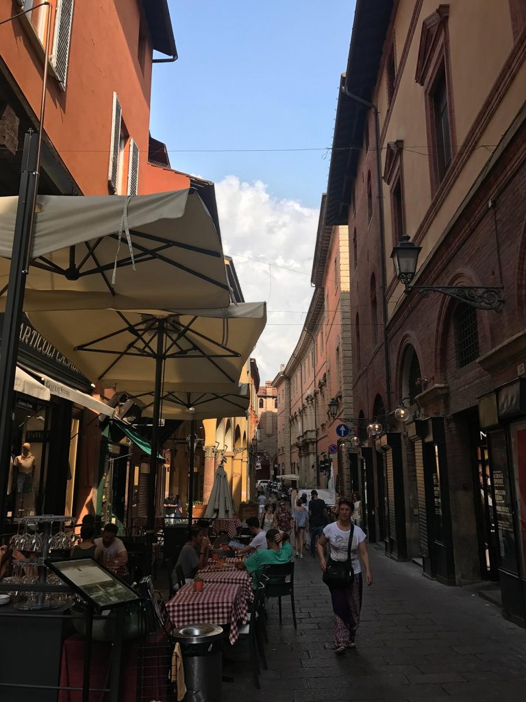 Sidewalk café in Bologna, Italy. Magical Venice