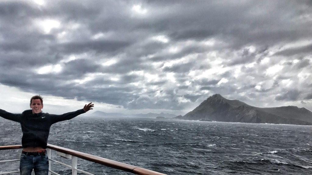 David Simpson viewing Cape Horn, Chile. Cape Horn on the Cruise to the end of the world
