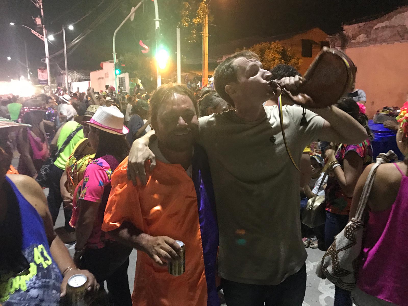 David Simpson and friend at carnival in Barranquilla, Colombia. 4 weeks and Carnival in Colombia