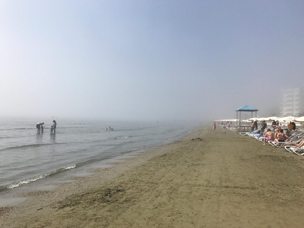 Foggy beach in Larnaca, Cyprus. Lebanon & Cyprus, country 100!!!