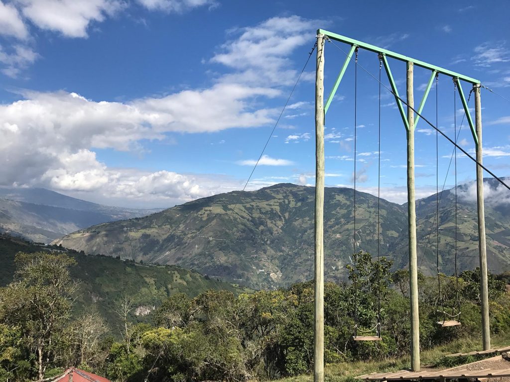 Swing at the end of the world in Banôs, Ecuador. A Swing, The Equator & needing the Banôs in Banôs