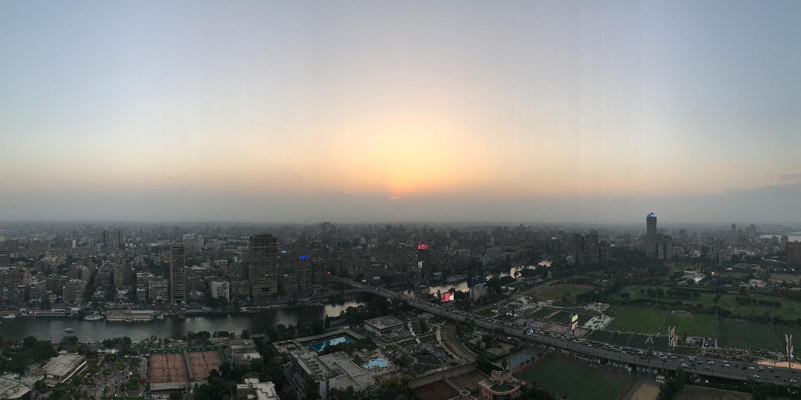 Sunset at Cairo, Egypt. Getting inside the Ancient Pyramids of Giza
