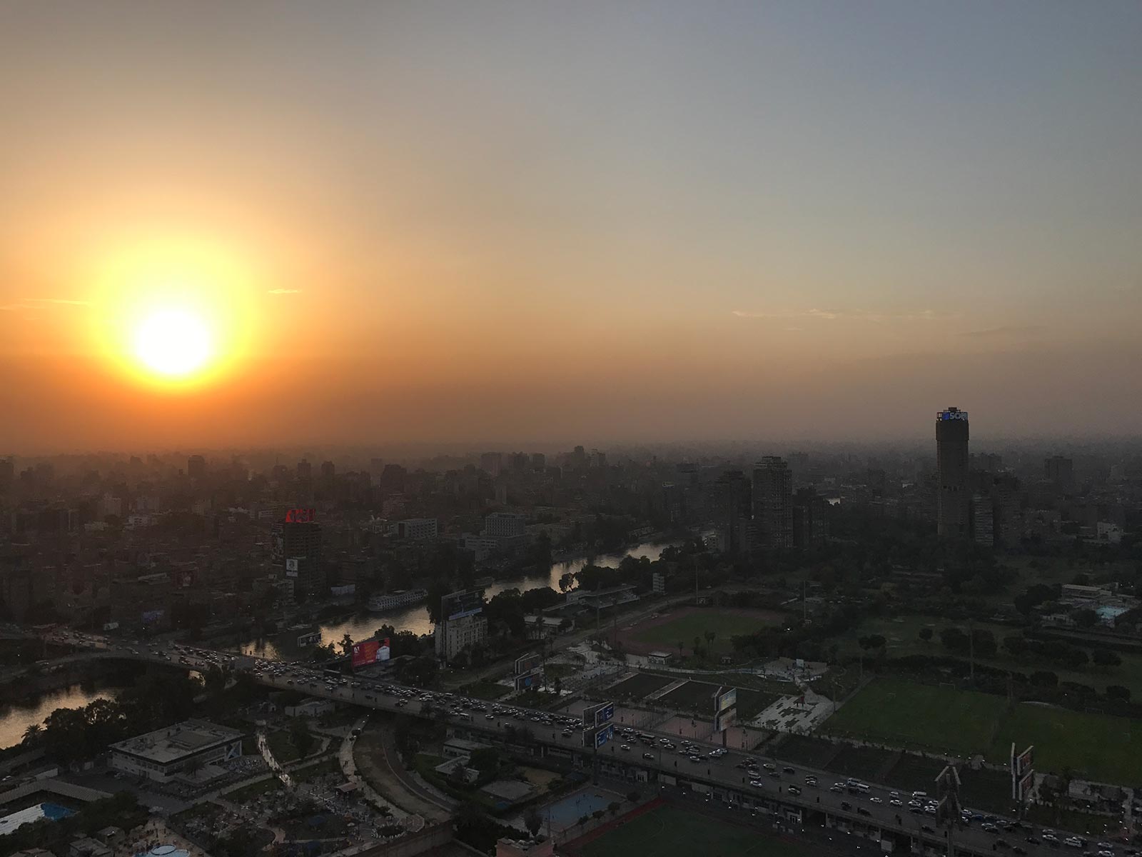 Sunset at Cairo, Egypt. Getting inside the Ancient Pyramids of Giza