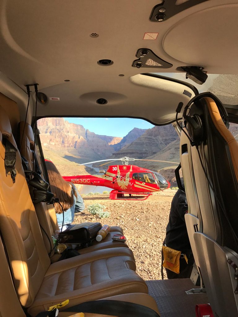 Helicopters in Grand Canyon, USA. Helicopter tour over the Grand Canyon