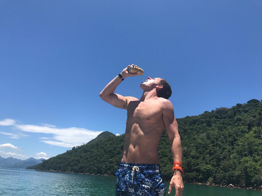 David Simpson at the beach in Ilha Grande, Brazil. Ilha Grande cures the hangover from hell