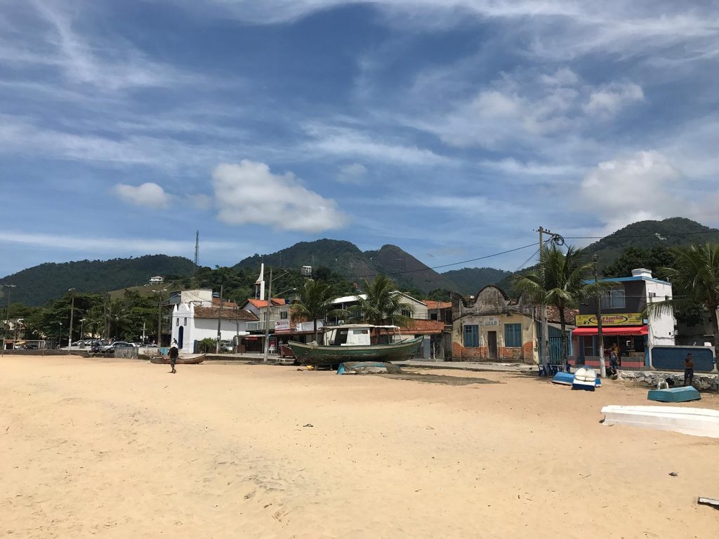 The beach and houses in Ilha Grande, Brazil. Ilha Grande cures the hangover from hell