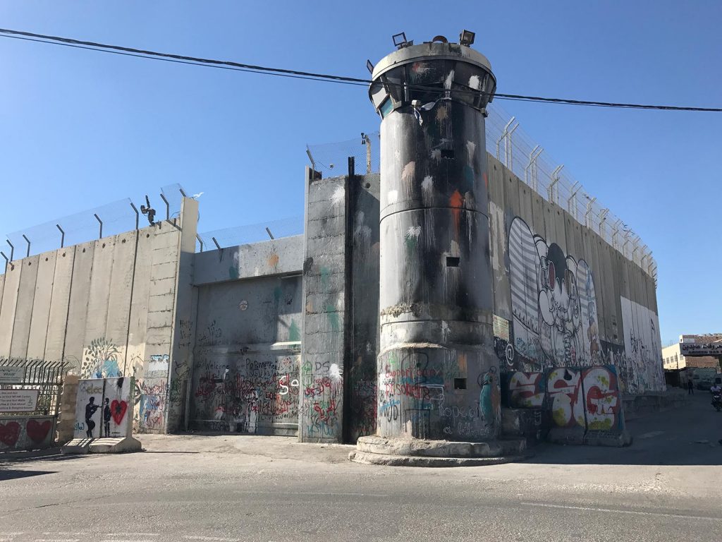 Scorched tower of The Peace Wall in Jerusalem, Israel. My time in Jerusalem, a special city divided