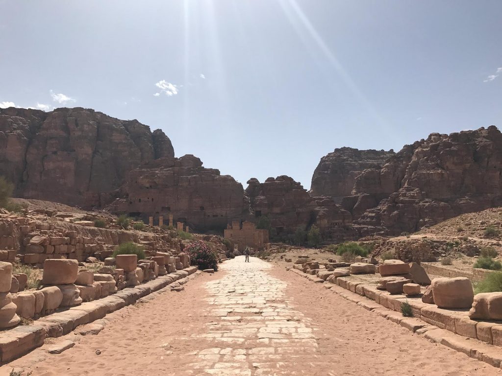 Ancient paved road in Petra, Jordan. Petra, an incredible wonder