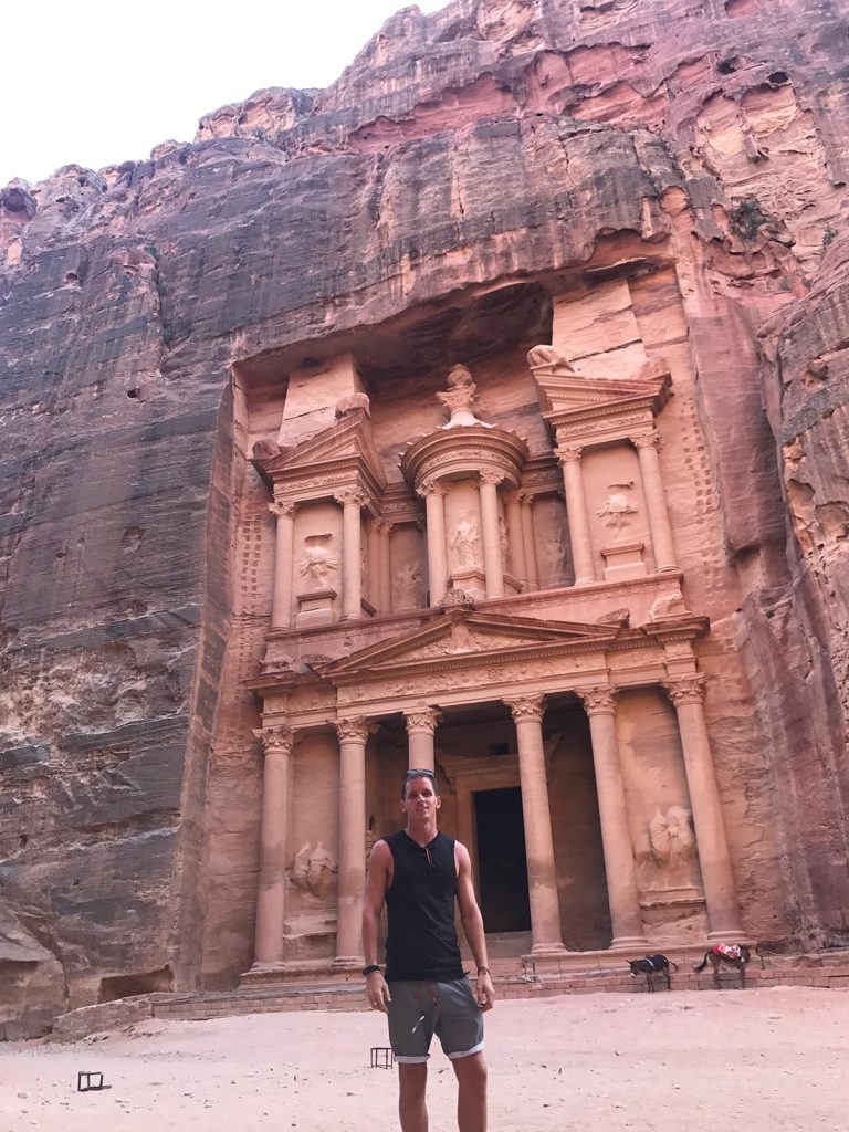 David Simpson and the Treasury in Petra, Jordan. Petra, an incredible wonder