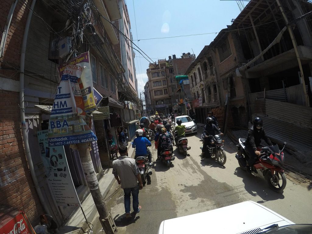 Busy street in Kathmandu, Nepal. A smart deaf & dumb scam in Colombo