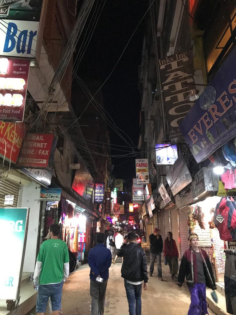 Shops at night in Kathmandu, Nepal. A smart deaf & dumb scam in Colombo
