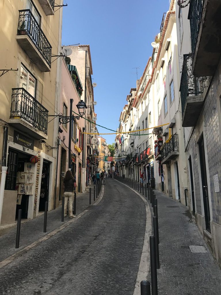 A narrow street in Lisbon, Portugal. Lisbon & Porto, where the blog was conceived