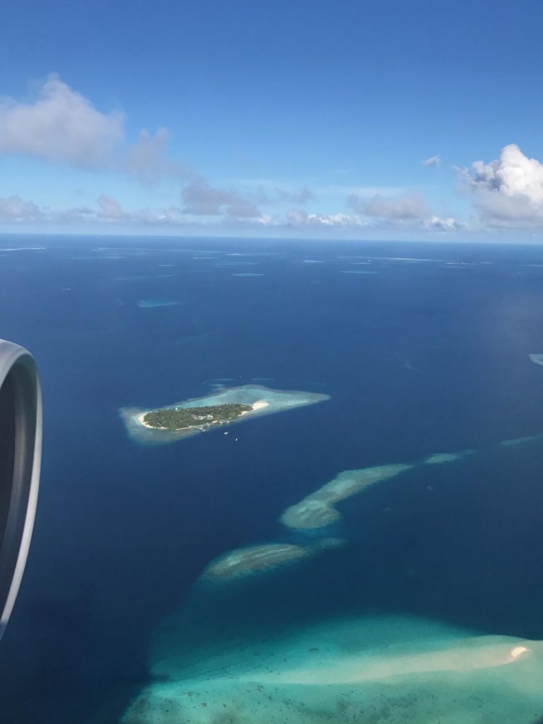 Birds eye view of Maldives. The Maldives & upgraded to the best villa on the island