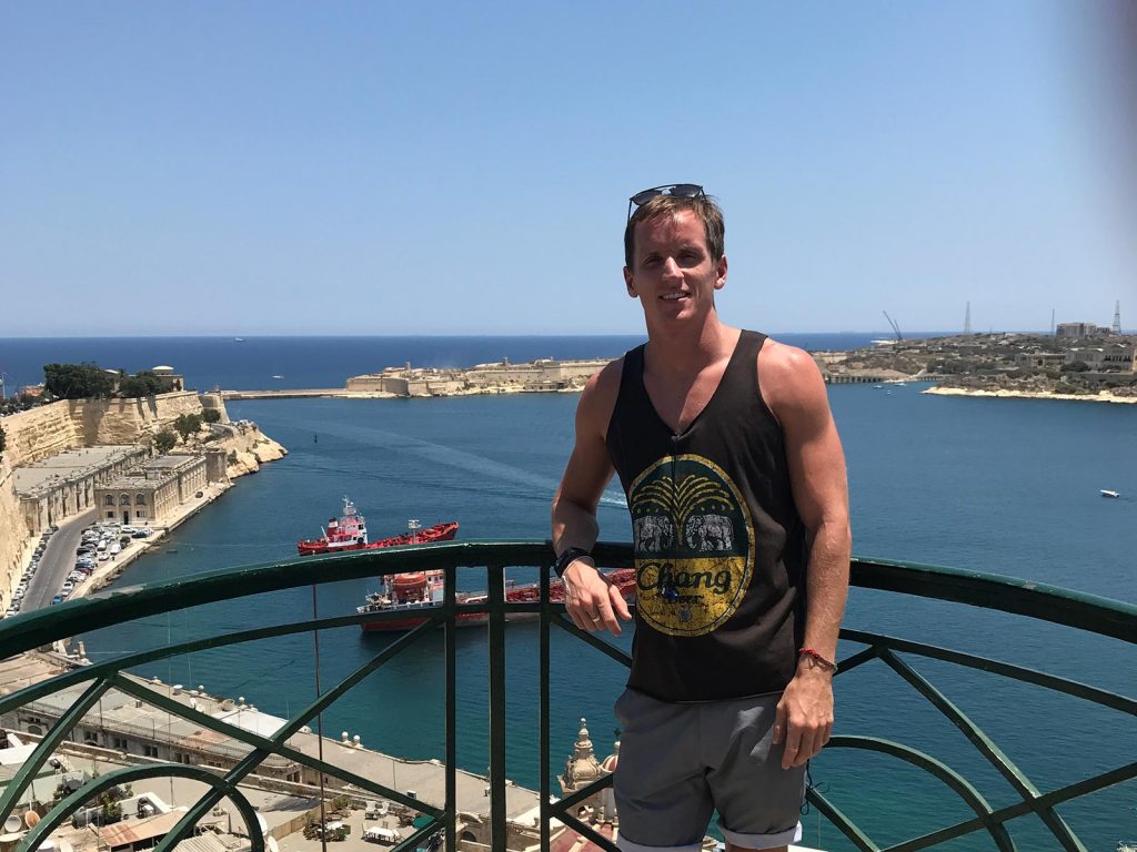 David Simpson and the Port of Valletta in Valletta, Malta. Andorra, Barcelona & Malta