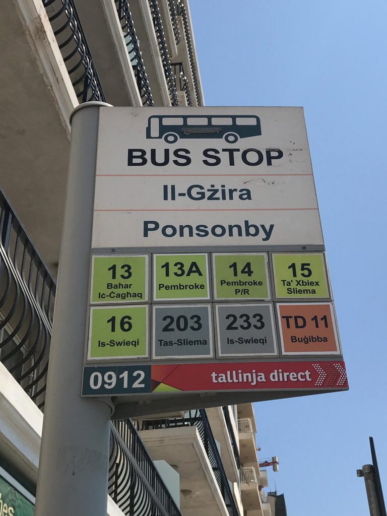 Bus stop in Valletta, Malta. Andorra, Barcelona & Malta