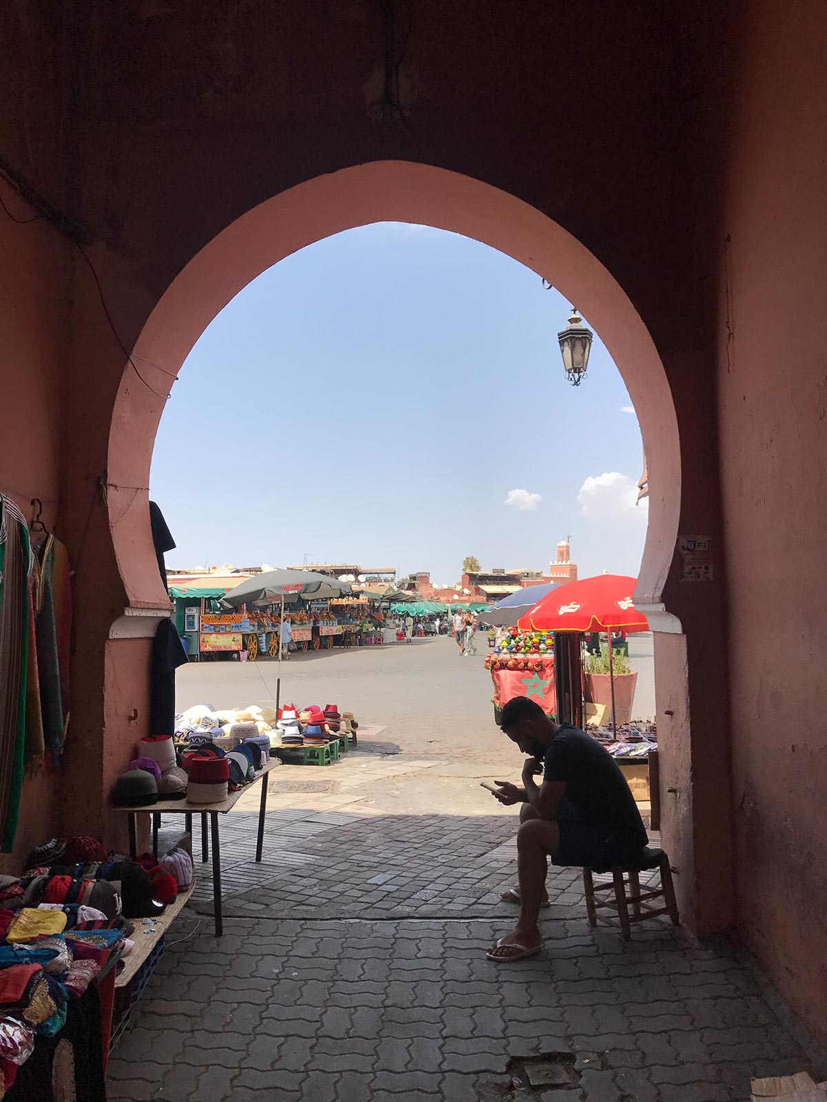 A vendor in Marrakesh, Morocco. Arriving into Marrakesh