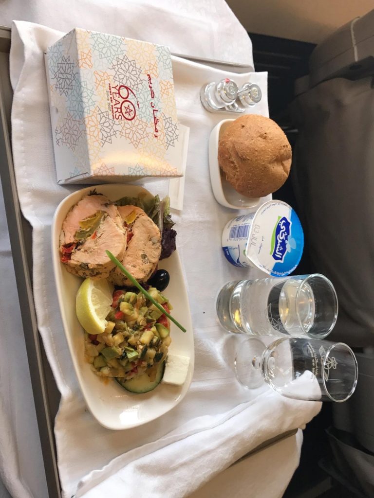 Plane food going to Marrakesh, Morocco. Arriving into Marrakesh