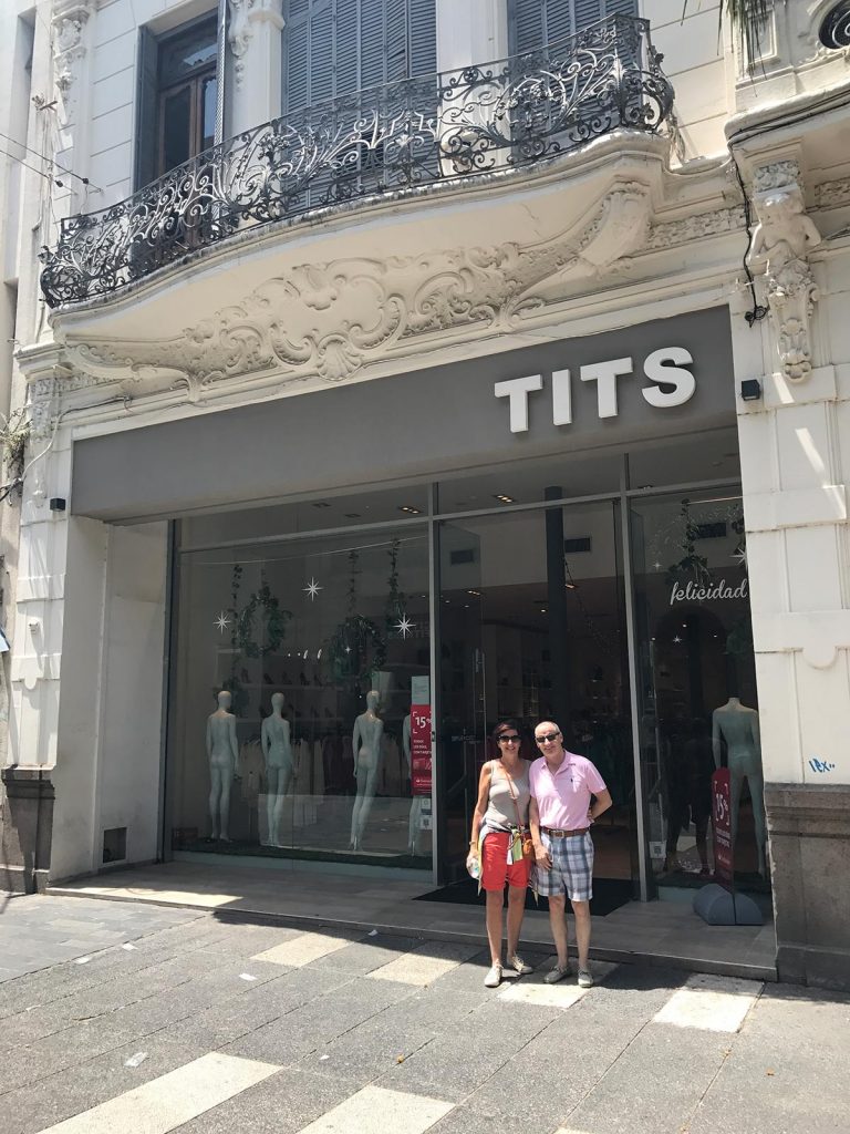 Mom and dad at Tits boutique in Montevideo, Uruguay. Iguazu Falls & the cruise to the end of the World pt1