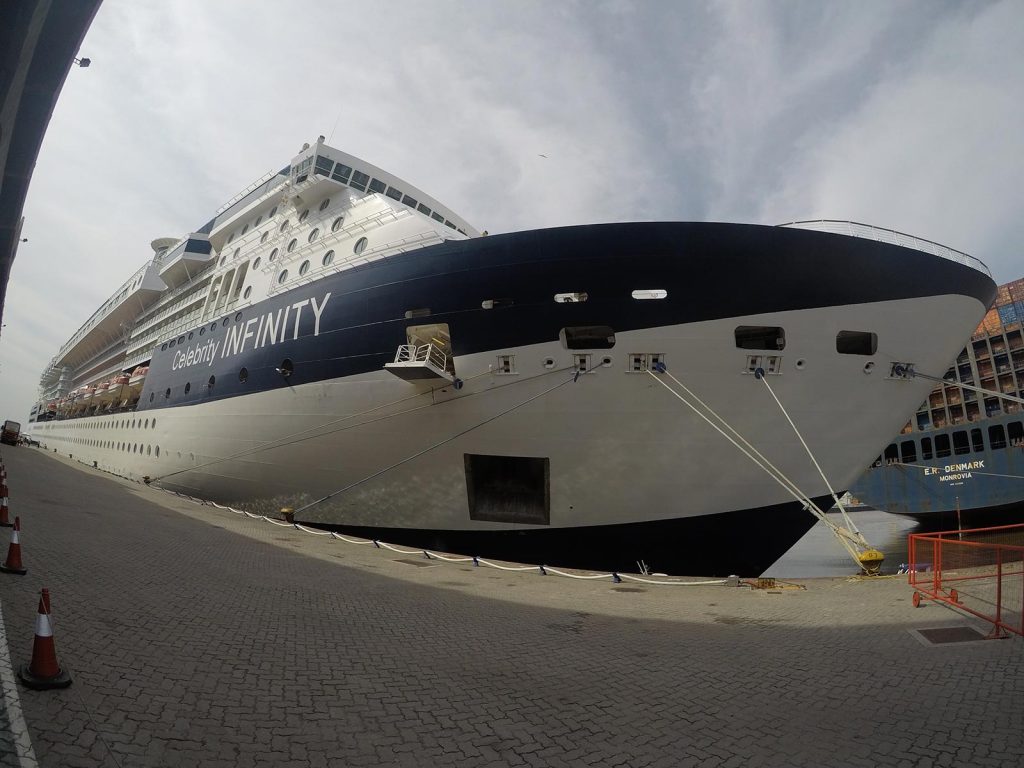 Docked cruise ship in Montevideo, Uruguay. Iguazu Falls & the cruise to the end of the World pt1