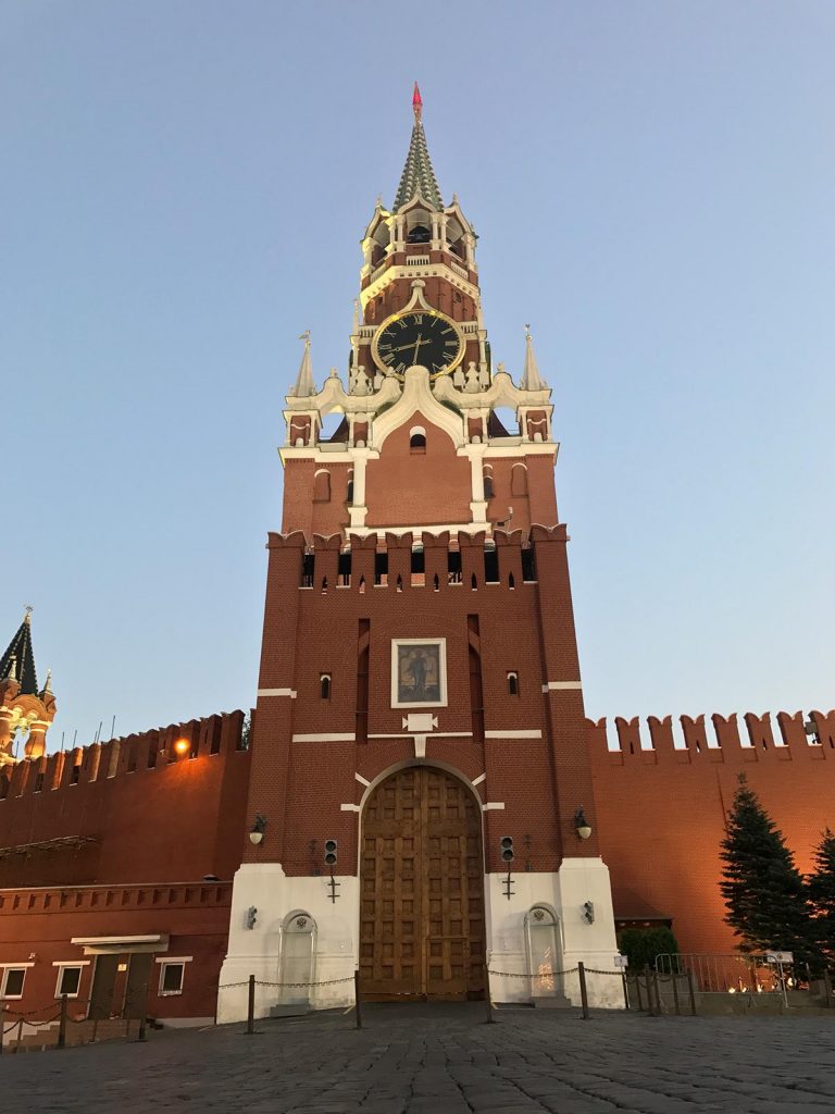 The Kremlin Clock Tower in Moscow, Russia. Shocked by Moscow