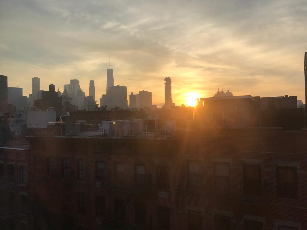 Sunset in New York City, USA. A missed flight to New York